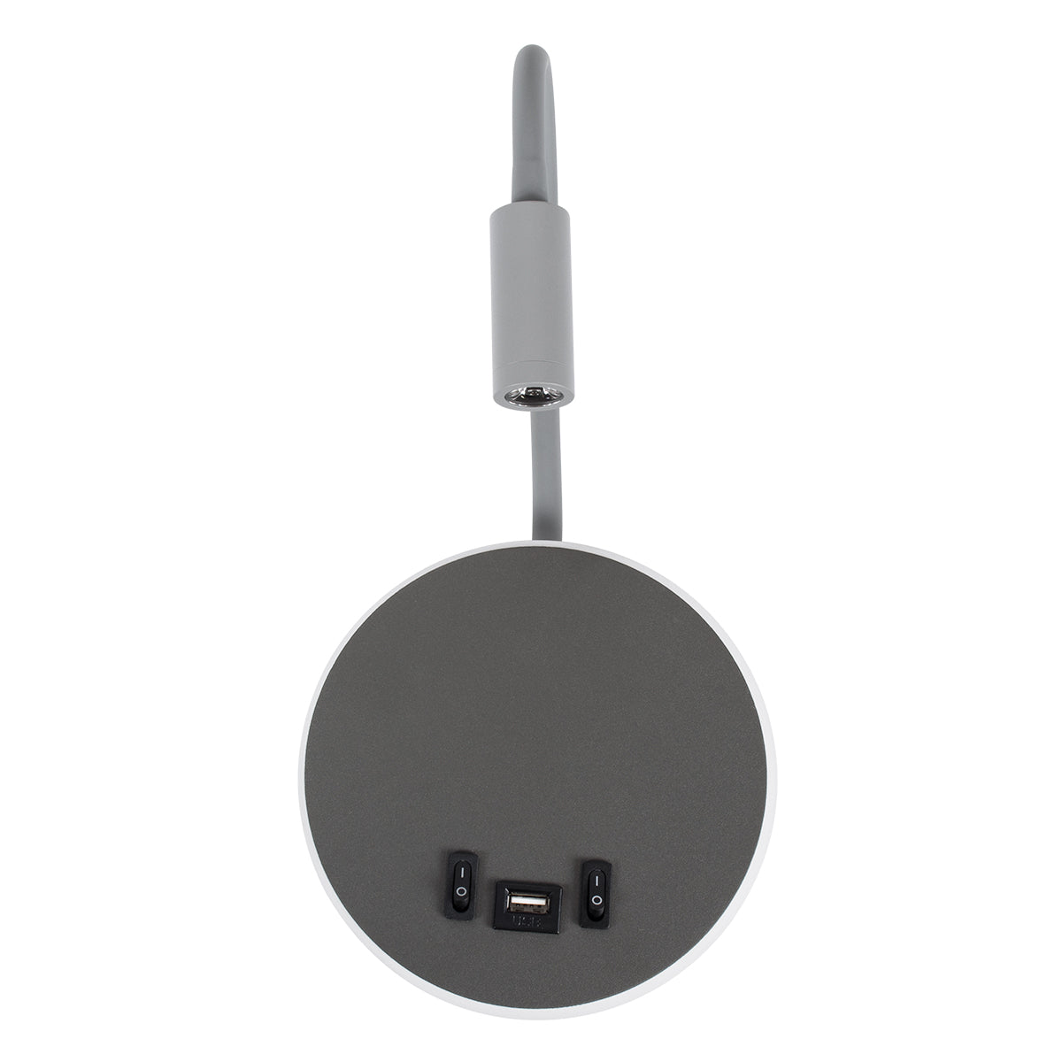 GLOBOSTAR® GOOSE 60882 Μοντέρνο Φωτιστικό Τοίχου - Απλίκα Ξενοδοχείου Reading Light με Φορτιστή USB 3A LED 6W 600lm 36° & 360° AC 220-240V IP20 Φυσικό Λευκό 4500K - CREE XPE & Lumileds SMD Chip & TÜV SÜD Driver - Γκρι Ανθρακί Ματ - Μ15.5 x Π15 x Υ30.5c...