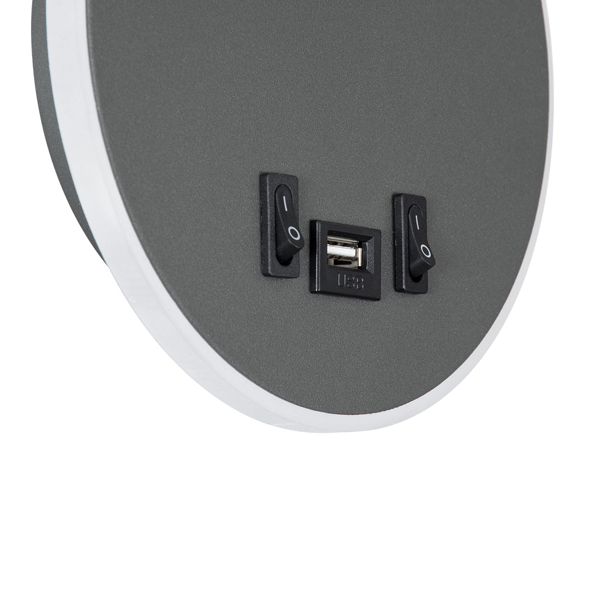 GLOBOSTAR® GOOSE 60882 Μοντέρνο Φωτιστικό Τοίχου - Απλίκα Ξενοδοχείου Reading Light με Φορτιστή USB 3A LED 6W 600lm 36° & 360° AC 220-240V IP20 Φυσικό Λευκό 4500K - CREE XPE & Lumileds SMD Chip & TÜV SÜD Driver - Γκρι Ανθρακί Ματ - Μ15.5 x Π15 x Υ30.5c...