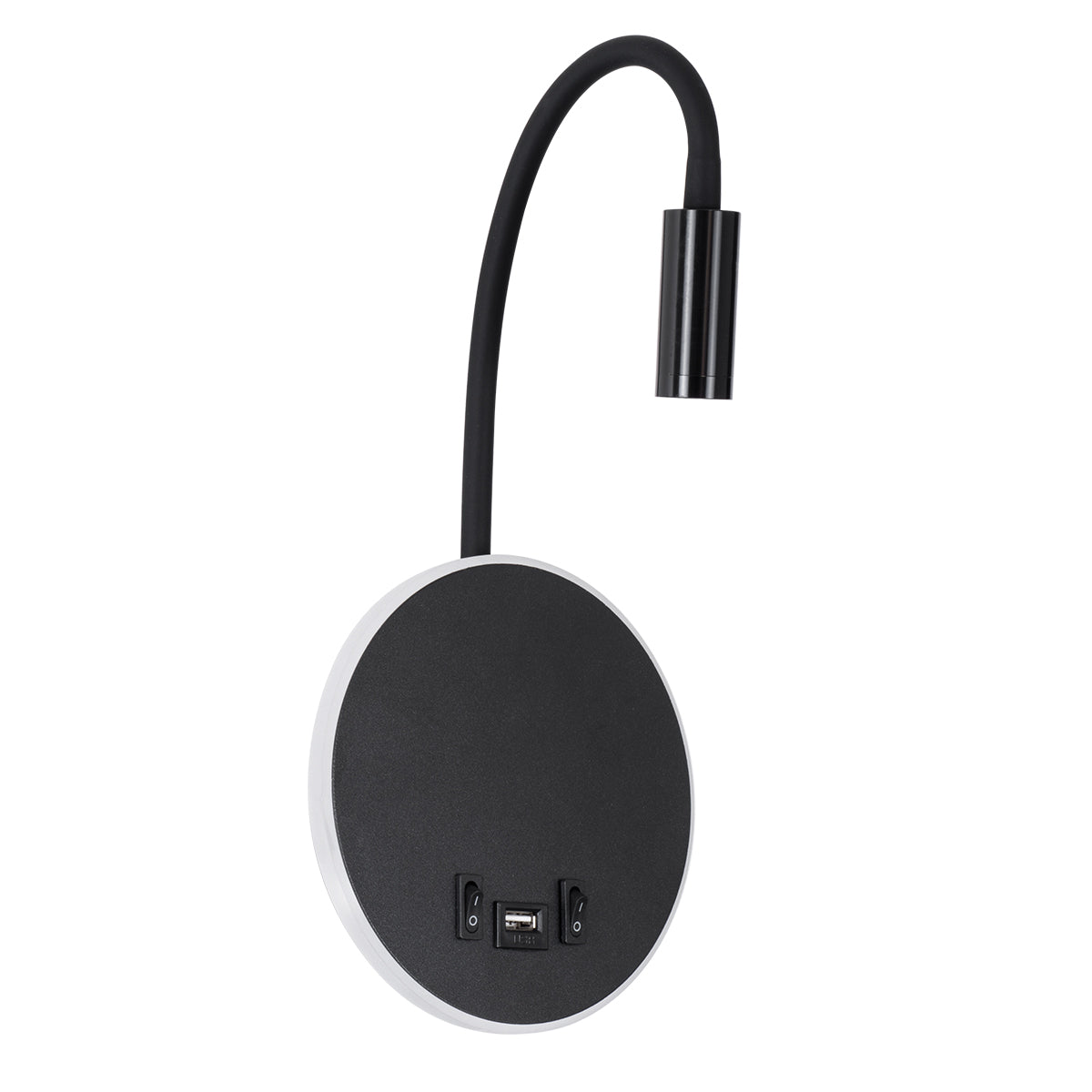 GloboStar® GOOSE 60883 Μοντέρνο Φωτιστικό Τοίχου - Απλίκα Ξενοδοχείου Bed Side LED 6W 600lm 36° & 360° AC 220-240V - Reading Light & 360° Κρυφός Φωτισμός - Φορτιστής USB 3A - Μ15.5 x Π15 x Υ30.5cm - Φυσικό Λευκό 4500K - Μαύρο - ledmania.gr
