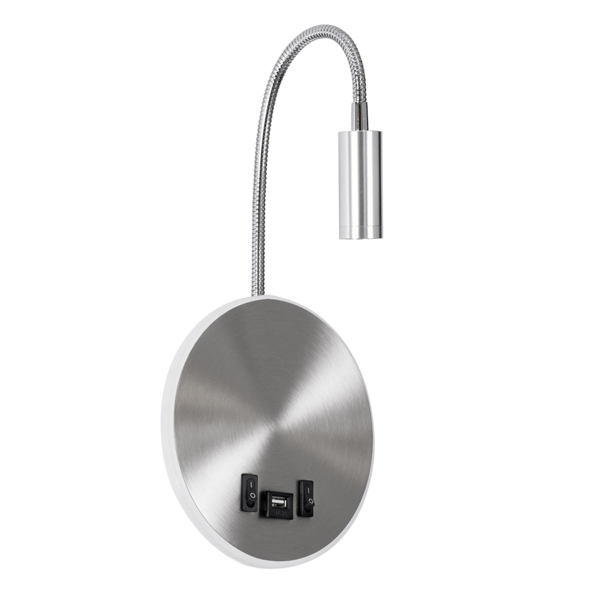 GLOBOSTAR® GOOSE 60884 Μοντέρνο Φωτιστικό Τοίχου - Απλίκα Ξενοδοχείου Reading Light με Φορτιστή USB 3A LED 6W 600lm 36° & 360° AC 220-240V IP20 Φυσικό Λευκό 4500K - CREE XPE & Lumileds SMD Chip & TÜV SÜD Driver - Νίκελ Βούρτσας - Μ15.5 x Π15 x Υ30.5cm ...