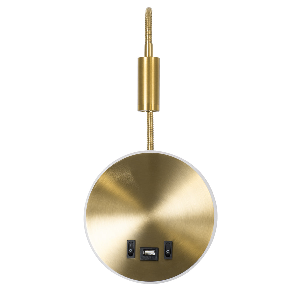 GloboStar® GOOSE 60885 Μοντέρνο Φωτιστικό Τοίχου - Απλίκα Ξενοδοχείου Bed Side LED 6W 600lm 36° & 360° AC 220-240V - Reading Light & 360° Κρυφός Φωτισμός - Φορτιστής USB 3A - Μ15.5 x Π15 x Υ30.5cm - Φυσικό Λευκό 4500K - Χρυσό Βούρτσας - ledmania.gr