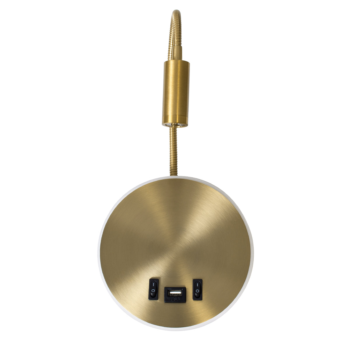 GloboStar® GOOSE 60885 Μοντέρνο Φωτιστικό Τοίχου - Απλίκα Ξενοδοχείου Bed Side LED 6W 600lm 36° & 360° AC 220-240V - Reading Light & 360° Κρυφός Φωτισμός - Φορτιστής USB 3A - Μ15.5 x Π15 x Υ30.5cm - Φυσικό Λευκό 4500K - Χρυσό Βούρτσας - ledmania.gr