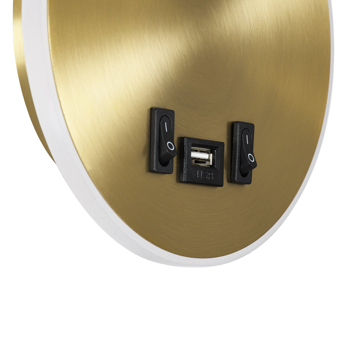 GloboStar® GOOSE 60885 Μοντέρνο Φωτιστικό Τοίχου - Απλίκα Ξενοδοχείου Bed Side LED 6W 600lm 36° & 360° AC 220-240V - Reading Light & 360° Κρυφός Φωτισμός - Φορτιστής USB 3A - Μ15.5 x Π15 x Υ30.5cm - Φυσικό Λευκό 4500K - Χρυσό Βούρτσας - ledmania.gr