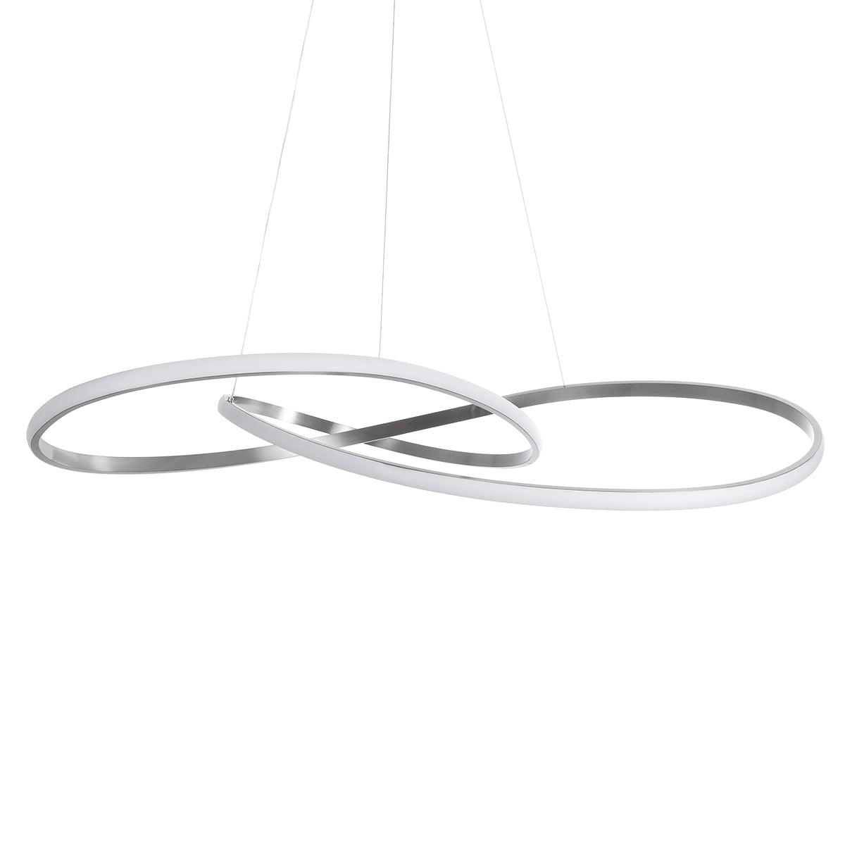 GloboStar® DEXTER 60919 Κρεμαστό Φωτιστικό Οροφής Design LED CCT 120W 13440lm 300° AC 220-240V - Εναλλαγή Φωτισμού μέσω Τηλεχειριστηρίου All In One Ψυχρό 6000k+Φυσικό 4500k+Θερμό 2700k Dimmable Φ103cm - Νίκελ Βούρτσας - 3 Years Warranty - ledmania.gr