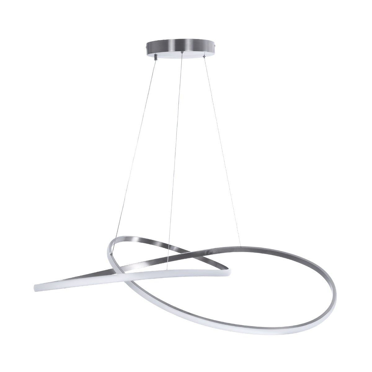 GloboStar® DEXTER 60919 Κρεμαστό Φωτιστικό Οροφής Design LED CCT 120W 13440lm 300° AC 220-240V - Εναλλαγή Φωτισμού μέσω Τηλεχειριστηρίου All In One Ψυχρό 6000k+Φυσικό 4500k+Θερμό 2700k Dimmable Φ103cm - Νίκελ Βούρτσας - 3 Years Warranty - ledmania.gr