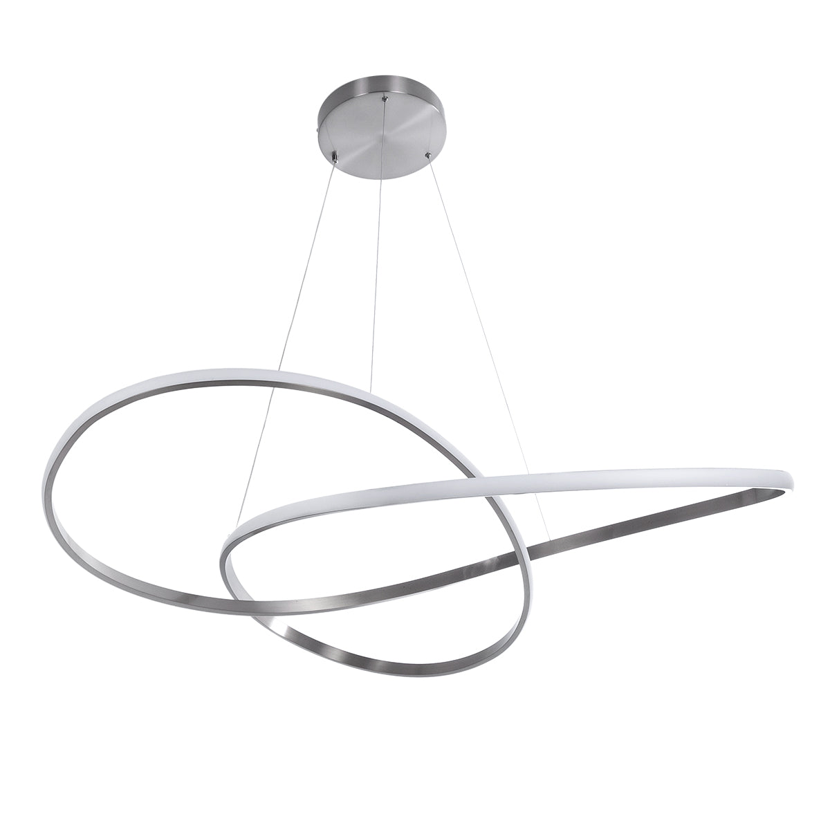 GloboStar® DEXTER 60919 Κρεμαστό Φωτιστικό Οροφής Design LED CCT 120W 13440lm 300° AC 220-240V - Εναλλαγή Φωτισμού μέσω Τηλεχειριστηρίου All In One Ψυχρό 6000k+Φυσικό 4500k+Θερμό 2700k Dimmable Φ103cm - Νίκελ Βούρτσας - 3 Years Warranty - ledmania.gr