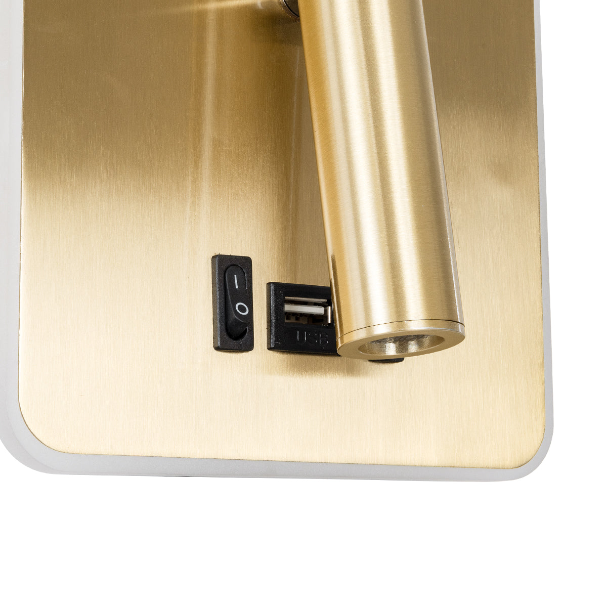 GLOBOSTAR® LADY-S 60944 Μοντέρνο Φωτιστικό Τοίχου - Απλίκα Ξενοδοχείου Reading Light με Φορτιστή USB 3A LED 6W 600lm 36° & 360° AC 220-240V IP20 Φυσικό Λευκό 4500K - Bridgelux COB Chip & TÜV SÜD Driver - Χρυσό Πλατίνα - Μ15 x Π15 x Υ7cm - 3 Χρόνια Εγγύηση
