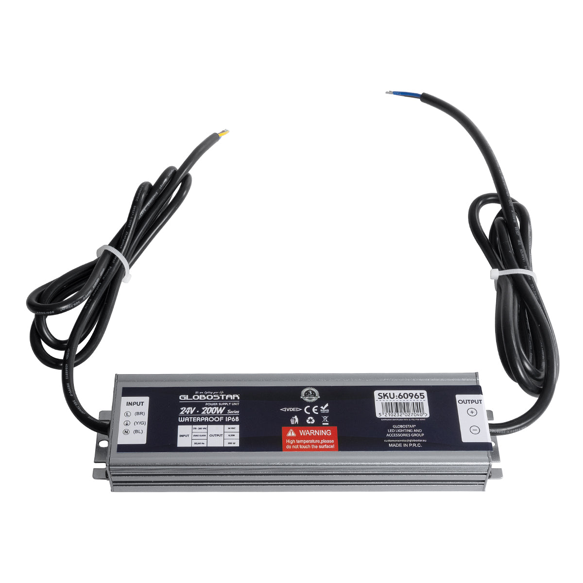 GLOBOSTAR® LUMISPLASH 60965 Τροφοδοτικό/Μετασχηματιστής Class II SELV 200W 8.33A DC 24V Αδιάβροχο IP68 - AC 220-240V σε DC 24V - Μ21.5 x Π5.5 x Υ2.5cm - 3 Χρόνια Εγγύηση - ledmania.gr