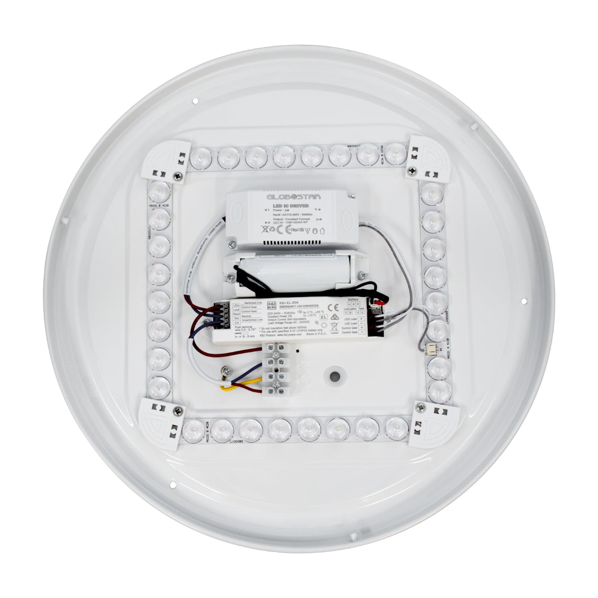 GloboStar® EMERGANO 60993 Πλαφονιέρα Οροφής LED 30W 2850lm 120° AC 220-240V με Ενσωματωμένο Σύστημα Emergency Li-ion 3450mAh/12.8Wh με Αυτονομία 3hrs - Αδιάβροχη IP54 Φ38 x Υ5.3cm Φυσικό Λευκό 4500K - Λευκό - Bridgelux Chips - 3 Years Warranty - ledmania.gr