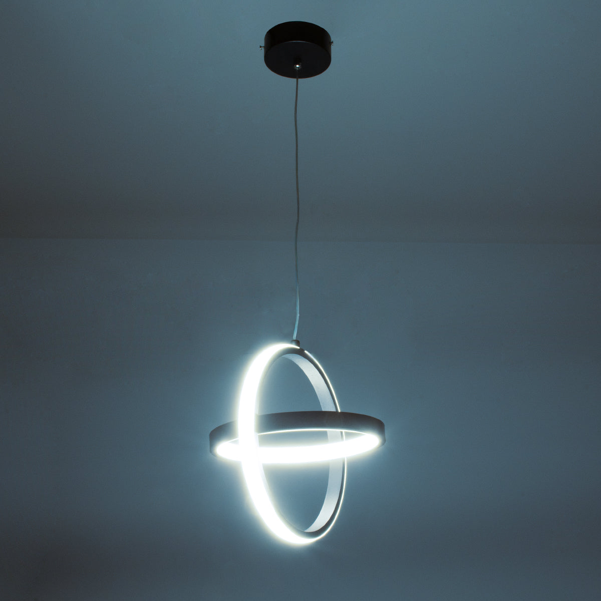 GLOBOSTAR® ALICE 61055 Μοντέρνο Κρεμαστό Φωτιστικό Οροφής LED 20W 2400lm 300° AC 220-240V IP20 Ρυθμιζόμενο Λευκό CCT με On/Off 2700K/4500K/6000K - Lumileds SMD Chip - Μαύρο Ματ - Μ25 x Π22 x Υ25cm - 3 Χρόνια Εγγύηση - ledmania.gr