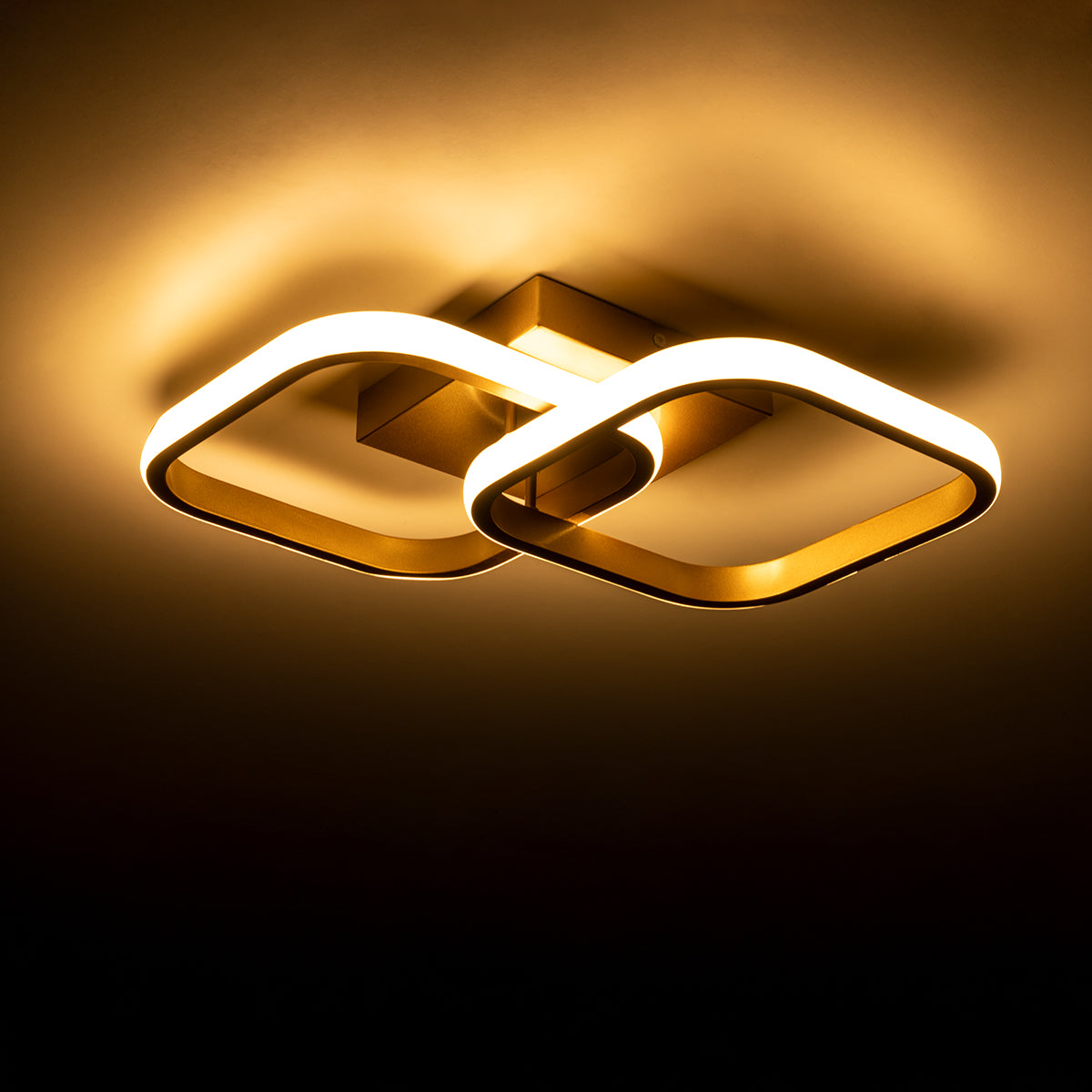 GloboStar® NORA 61063 Φωτιστικό Οροφής Design LED CCT 22W 2640lm 300° AC 220-240V - Εναλλαγή Φωτισμού μέσω Διακόπτη On/Off All In One Ψυχρό 6000k+Φυσικό 4500k+Θερμό 2700k Μ40 x Π24 x Υ7cm - Χρυσό Βούρτσας - ledmania.gr