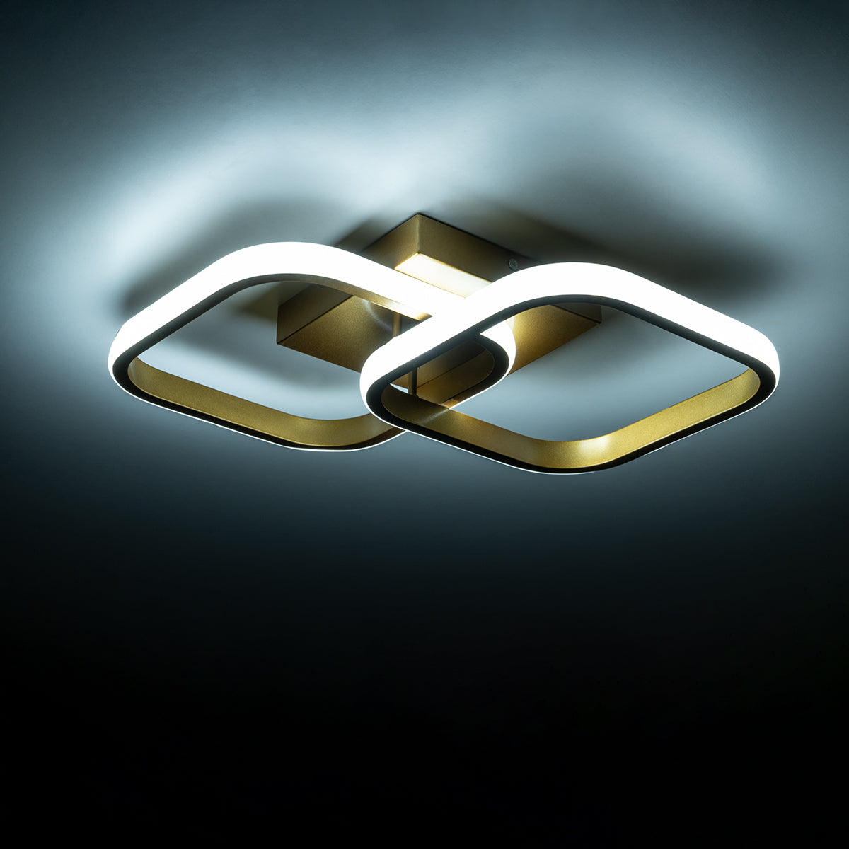 GloboStar® NORA 61063 Φωτιστικό Οροφής Design LED CCT 22W 2640lm 300° AC 220-240V - Εναλλαγή Φωτισμού μέσω Διακόπτη On/Off All In One Ψυχρό 6000k+Φυσικό 4500k+Θερμό 2700k Μ40 x Π24 x Υ7cm - Χρυσό Βούρτσας - ledmania.gr
