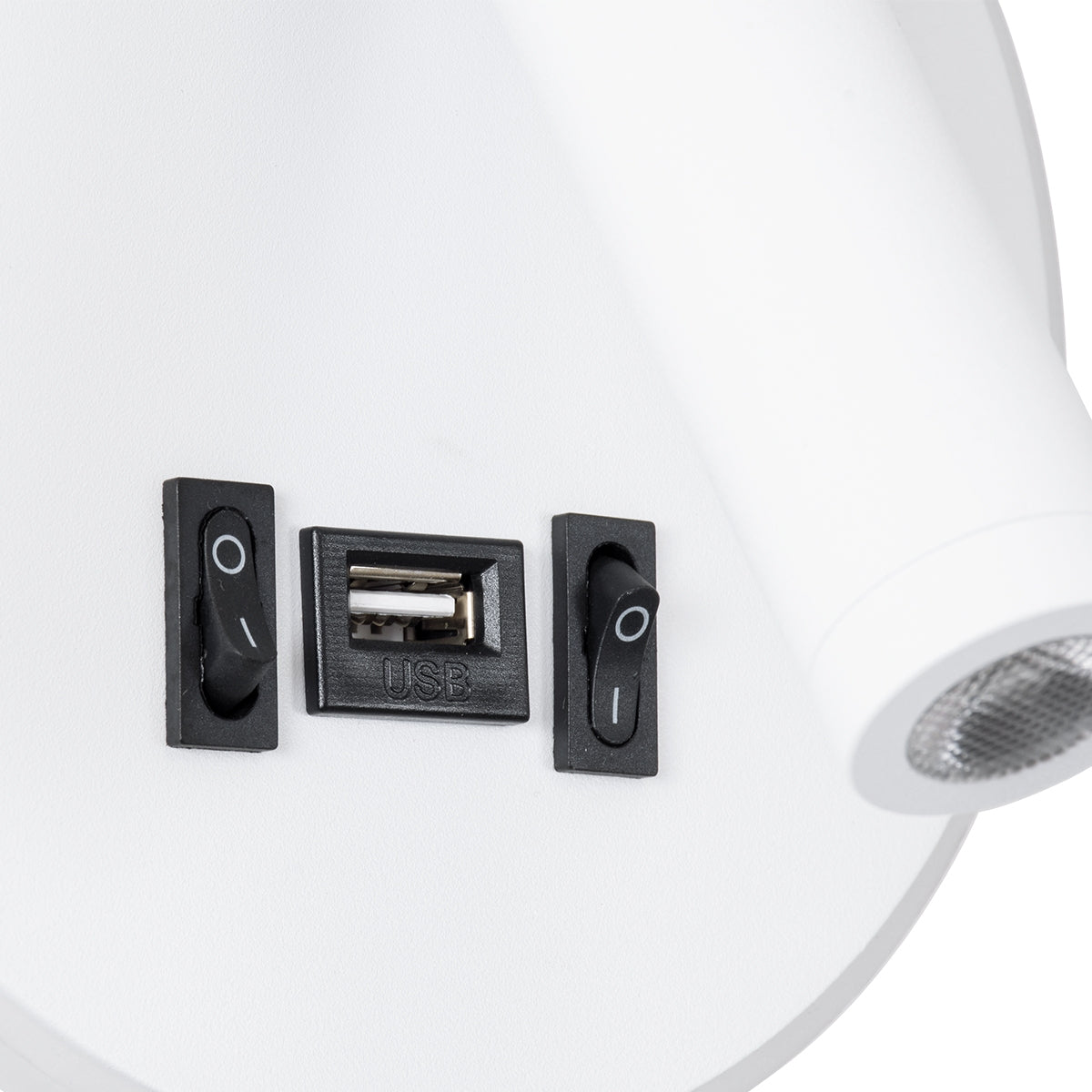 GloboStar® JERSEY 61102 Μοντέρνο Φωτιστικό Τοίχου - Απλίκα Ξενοδοχείου Bed Side LED 10W 1380lm 36° & 360° AC 220-240V - Reading Light & 360° Κρυφός Φωτισμός - Φορτιστής USB 3A - Φ14.5 x Π4cm - Φυσικό Λευκό 4500K - Λευκό - ledmania.gr