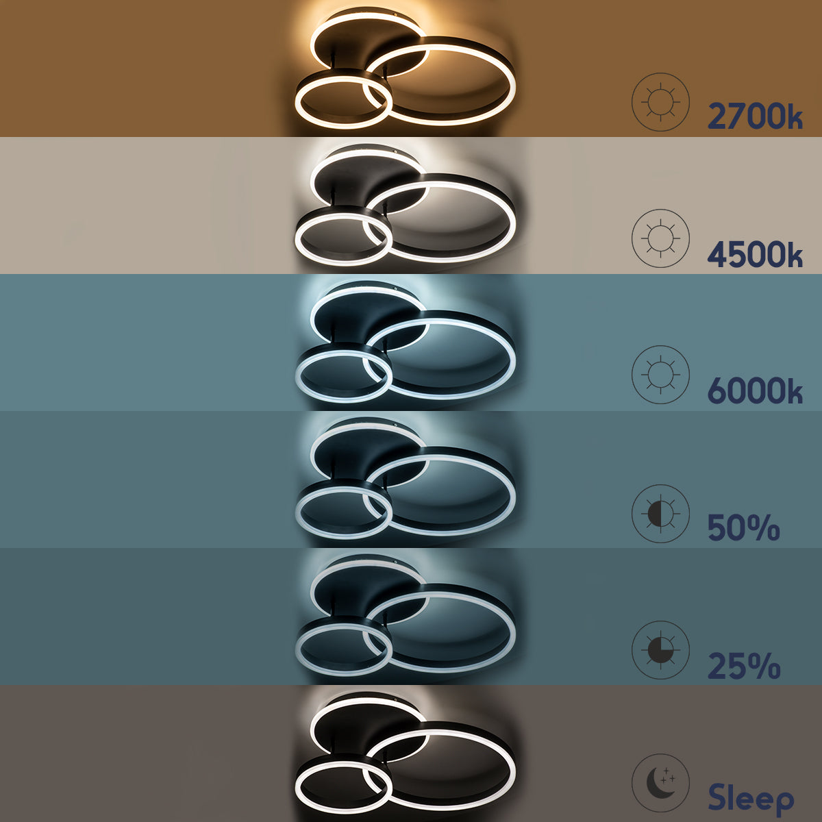 GLOBOSTAR® VENOM 61120 Μοντέρνο Φωτιστικό Οροφής LED 67W 8107lm 360° AC 220-240V IP20 Ρυθμιζόμενο Λευκό CCT με Χειριστήριο από 2700K έως 6000K Dimmable - Lumileds SMD Chip - Μαύρο Ματ - Μ60 x Π40 x Υ12.5cm - 3 Χρόνια Εγγύηση