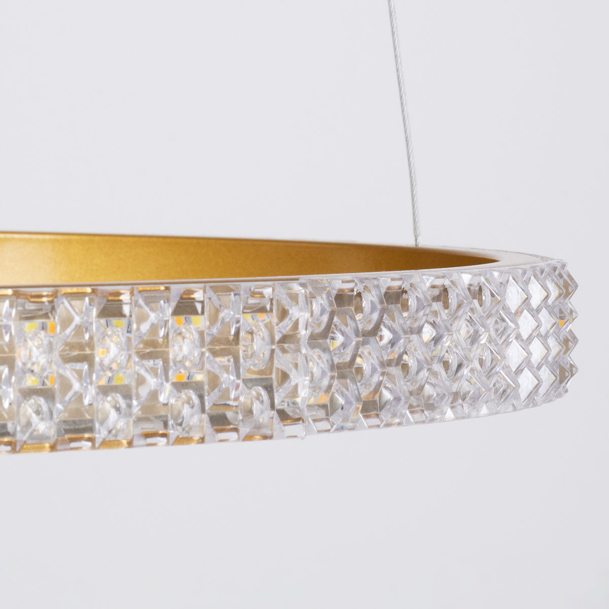 GLOBOSTAR® DIAMOND TRIO 61145 Μοντέρνο Κρεμαστό Φωτιστικό Οροφής LED 120W 14723lm 360° AC 220-240V IP20 Ρυθμιζόμενο Λευκό CCT με Χειριστήριο από 2700K έως 6000K Dimmable - Lumileds SMD Chip - Χρυσό Βούρτσας - Μ150 x Π150 x Υ60cm - 3 Χρόνια Εγγύηση - ledmania.gr
