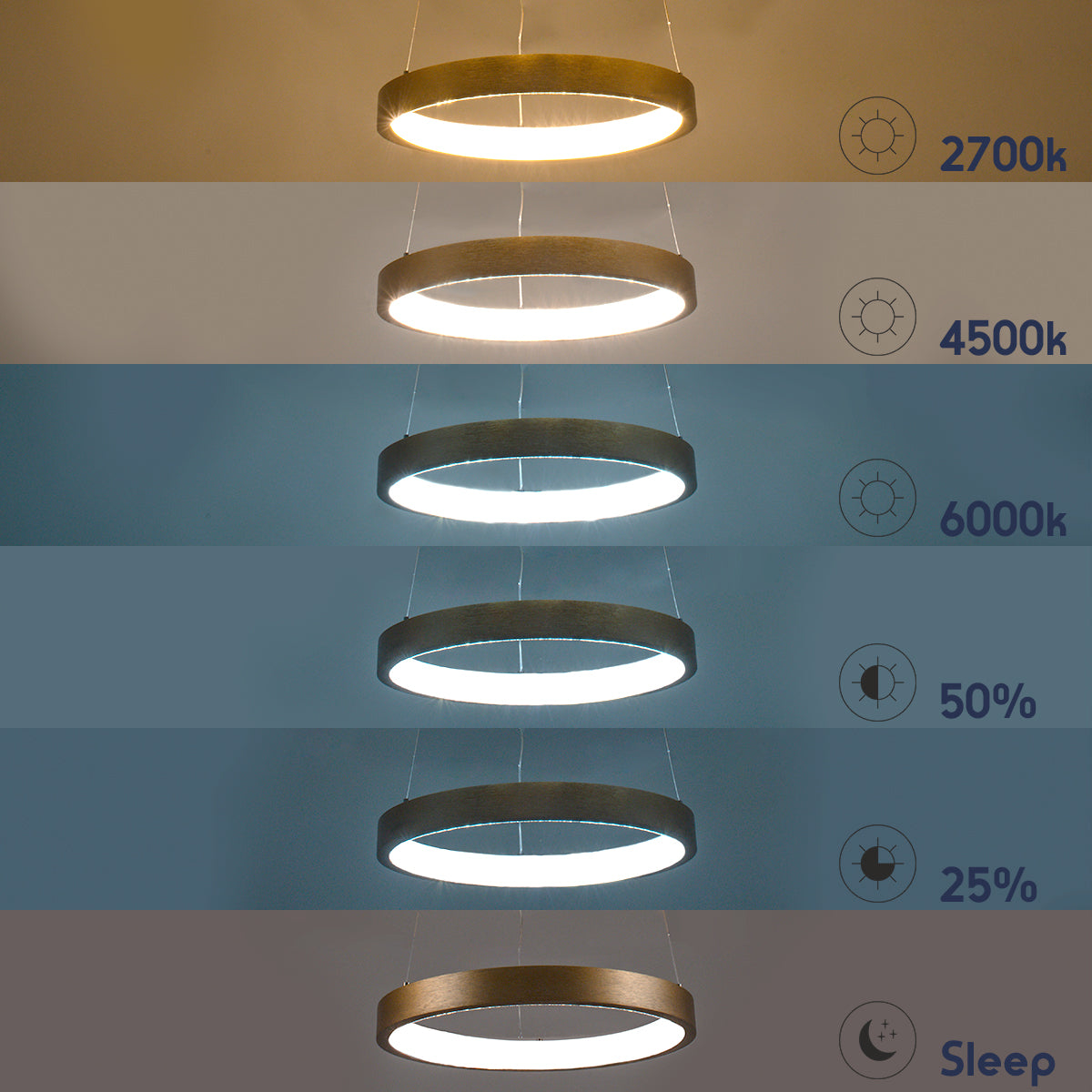 GLOBOSTAR® NEMESIS 61157 Μοντέρνο Κρεμαστό Φωτιστικό Οροφής LED 30W 3513lm 360° AC 220-240V IP20 Ρυθμιζόμενο Λευκό CCT με Χειριστήριο από 2700K έως 6000K Dimmable - Lumileds SMD Chip - Χρυσό Βούρτσας - Μ40 x Π40 x Υ4cm - 3 Χρόνια Εγγύηση