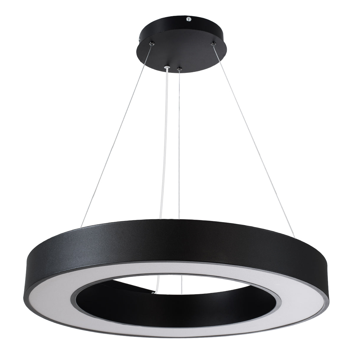 GloboStar® RA 61194 Κρεμαστό Φωτιστικό Δαχτυλίδι-Κύκλος LED CCT 67W 7370lm 120° AC 220-240V - Εναλλαγή Φωτισμού μέσω Τηλεχειριστηρίου All In One Ψυχρό 6000k+Φυσικό 4500k+Θερμό 2700k Dimmable Φ60cm - Μαύρο - 3 Years Warranty - ledmania.gr