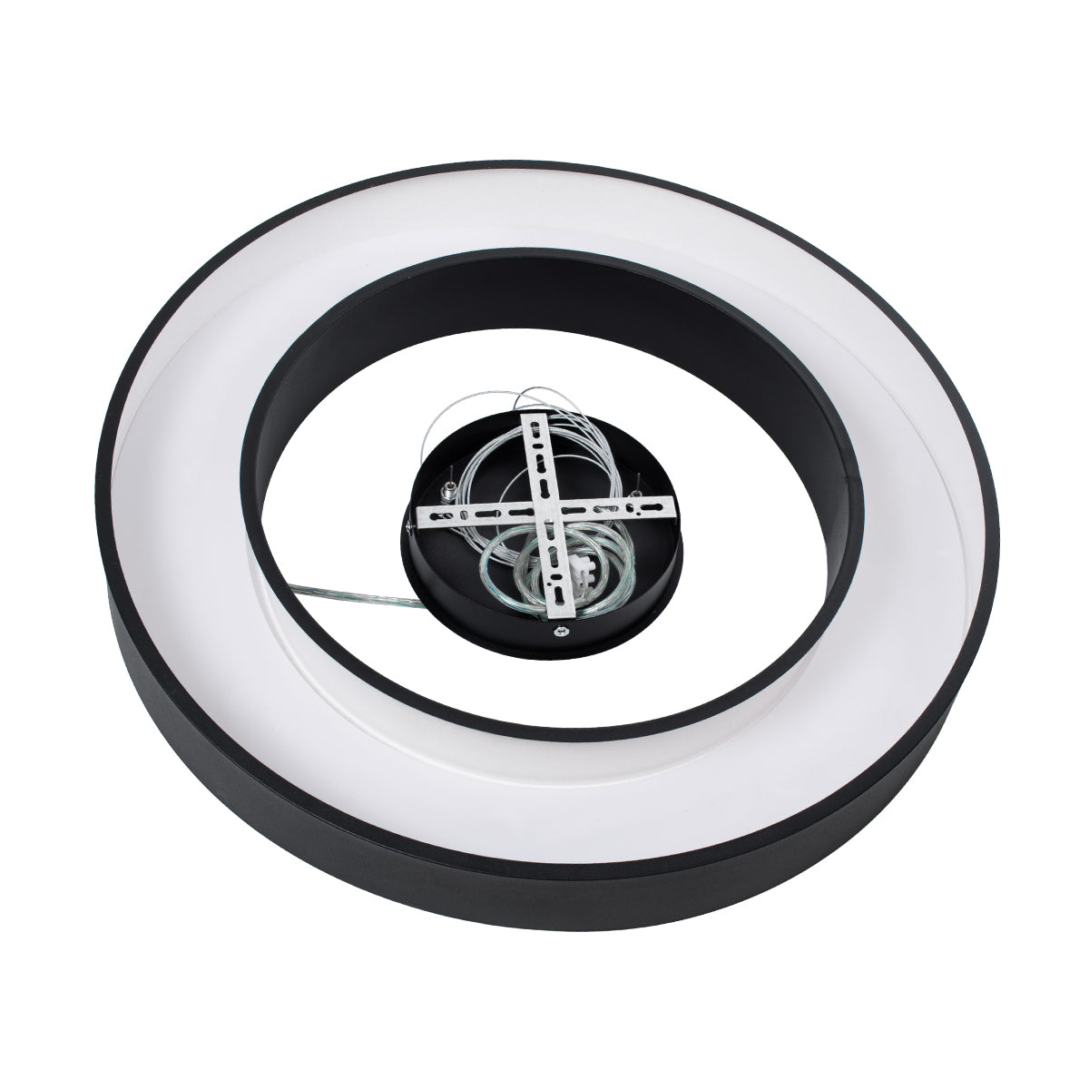 GloboStar® RA 61194 Κρεμαστό Φωτιστικό Δαχτυλίδι-Κύκλος LED CCT 67W 7370lm 120° AC 220-240V - Εναλλαγή Φωτισμού μέσω Τηλεχειριστηρίου All In One Ψυχρό 6000k+Φυσικό 4500k+Θερμό 2700k Dimmable Φ60cm - Μαύρο - 3 Years Warranty - ledmania.gr