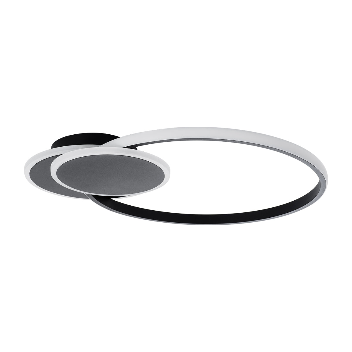 GLOBOSTAR® CIRCUO 61229 Μοντέρνο Φωτιστικό Οροφής LED 75W 8400lm 360° AC 220-240V IP20 Ρυθμιζόμενο Λευκό CCT με Χειριστήριο από 2700K έως 6000K Dimmable - Lumileds SMD Chip - Μαύρο Ματ - Μ53 x Π42.5 x Υ9cm - 3 Χρόνια Εγγύηση