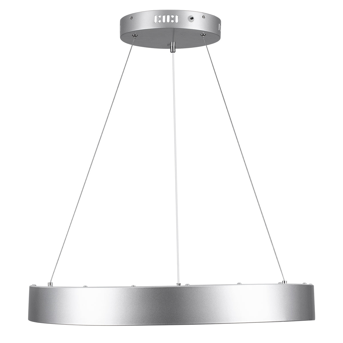 GloboStar® SALEM 61246 Κρεμαστή Πλαφονιέρα Οροφής Δαχτυλίδι-Κύκλος LED CCT 105W 12075lm 120° AC 220-240V - Εναλλαγή Φωτισμού μέσω Τηλεχειριστηρίου All In One Ψυχρό 6000k+Φυσικό 4500k+Θερμό 2700k Dimmable Φ60cm - Ασημί - 3 Years Warranty - ledmania.gr