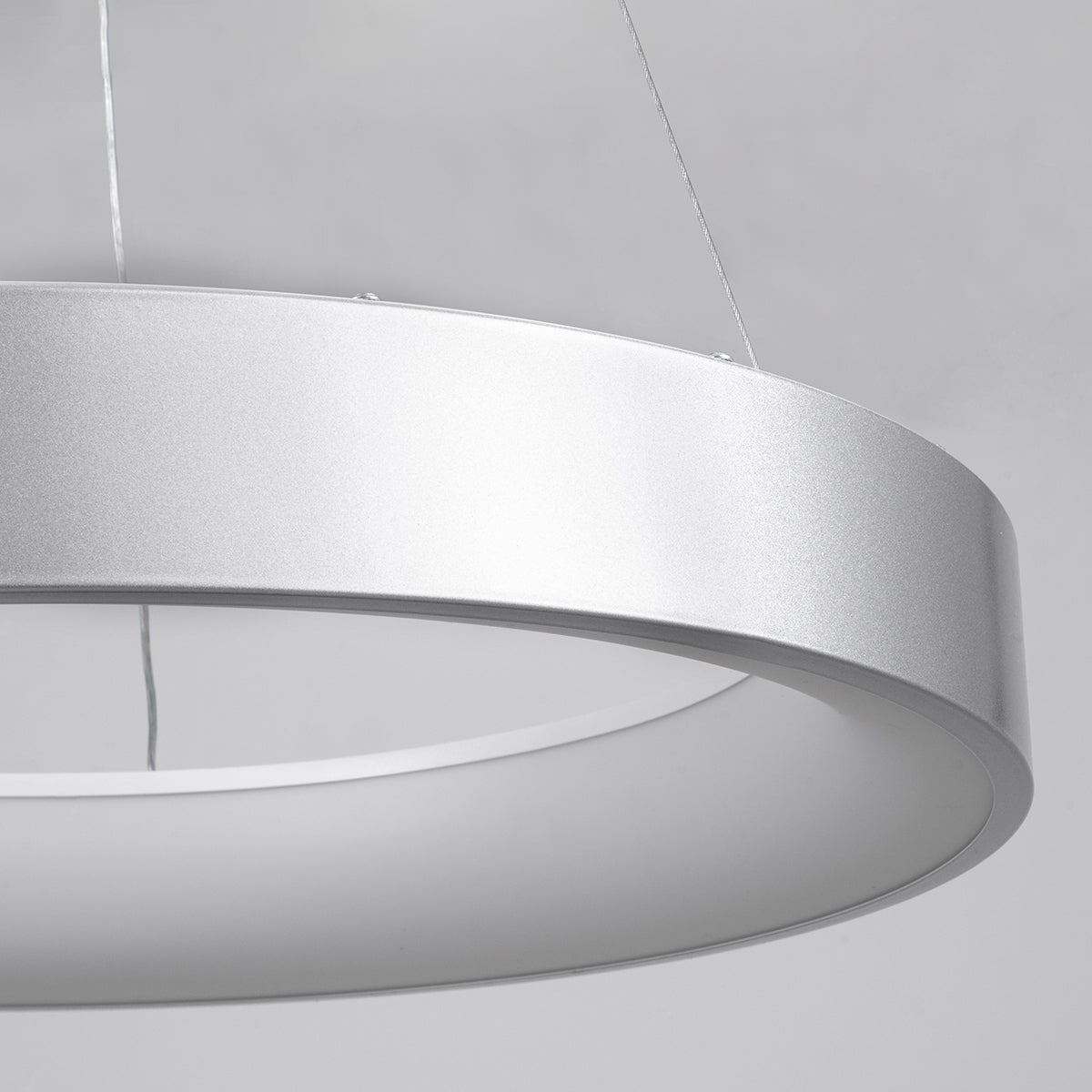 GloboStar® SALEM 61246 Κρεμαστή Πλαφονιέρα Οροφής Δαχτυλίδι-Κύκλος LED CCT 105W 12075lm 120° AC 220-240V - Εναλλαγή Φωτισμού μέσω Τηλεχειριστηρίου All In One Ψυχρό 6000k+Φυσικό 4500k+Θερμό 2700k Dimmable Φ60cm - Ασημί - 3 Years Warranty - ledmania.gr