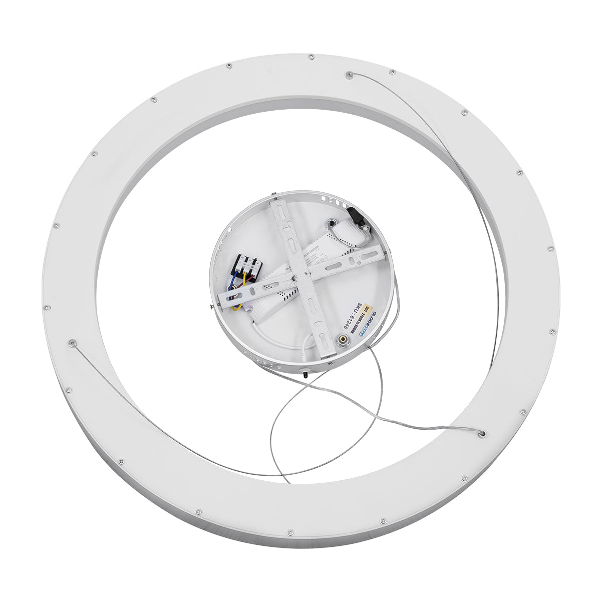 GloboStar® SALEM 61246 Κρεμαστή Πλαφονιέρα Οροφής Δαχτυλίδι-Κύκλος LED CCT 105W 12075lm 120° AC 220-240V - Εναλλαγή Φωτισμού μέσω Τηλεχειριστηρίου All In One Ψυχρό 6000k+Φυσικό 4500k+Θερμό 2700k Dimmable Φ60cm - Ασημί - 3 Years Warranty - ledmania.gr