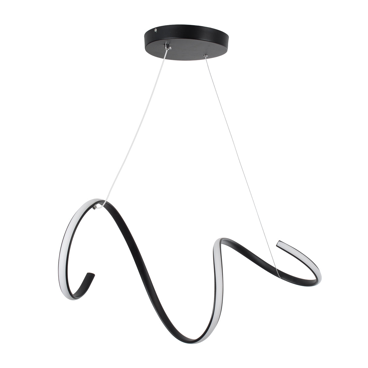 GloboStar® SPIRALE 61283 Κρεμαστό Φωτιστικό Οροφής Design LED CCT 75W 8400lm 300° AC 220-240V - Εναλλαγή Φωτισμού μέσω Τηλεχειριστηρίου All In One Ψυχρό 6000k+Φυσικό 4500k+Θερμό 2700k Dimmable Μ72 x Π25 x Υ30cm - Μαύρο - 3 Years Warranty - ledmania.gr