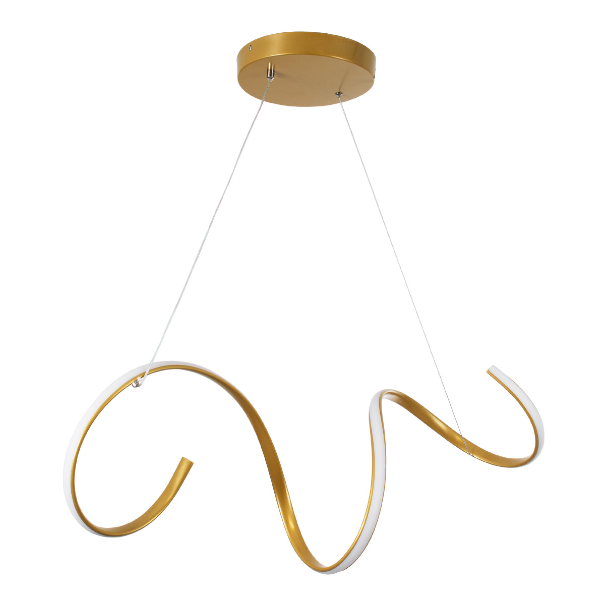 GLOBOSTAR® SPIRALE 61286 Μοντέρνο Κρεμαστό Φωτιστικό Οροφής LED 75W 8400lm 300° AC 220-240V IP20 Ρυθμιζόμενο Λευκό CCT με Χειριστήριο από 2700K έως 6000K Dimmable - Lumileds SMD Chip - Χρυσό Βούρτσας - Μ72 x Π25 x Υ30cm - 3 Χρόνια Εγγύηση - ledmania.gr