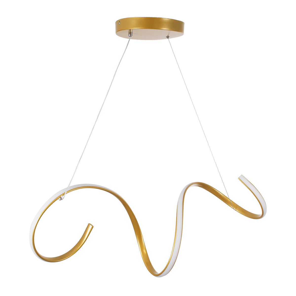 GLOBOSTAR® SPIRALE 61286 Μοντέρνο Κρεμαστό Φωτιστικό Οροφής LED 75W 8400lm 300° AC 220-240V IP20 Ρυθμιζόμενο Λευκό CCT με Χειριστήριο από 2700K έως 6000K Dimmable - Lumileds SMD Chip - Χρυσό Βούρτσας - Μ72 x Π25 x Υ30cm - 3 Χρόνια Εγγύηση - ledmania.gr