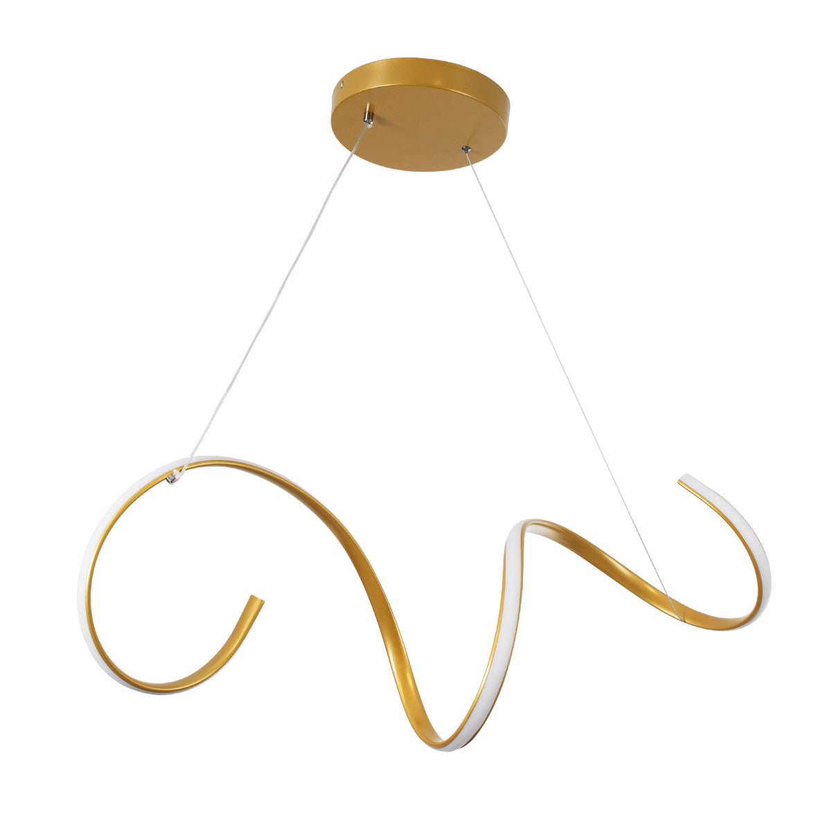 GLOBOSTAR® SPIRALE 61286 Μοντέρνο Κρεμαστό Φωτιστικό Οροφής LED 75W 8400lm 300° AC 220-240V IP20 Ρυθμιζόμενο Λευκό CCT με Χειριστήριο από 2700K έως 6000K Dimmable - Lumileds SMD Chip - Χρυσό Βούρτσας - Μ72 x Π25 x Υ30cm - 3 Χρόνια Εγγύηση - ledmania.gr