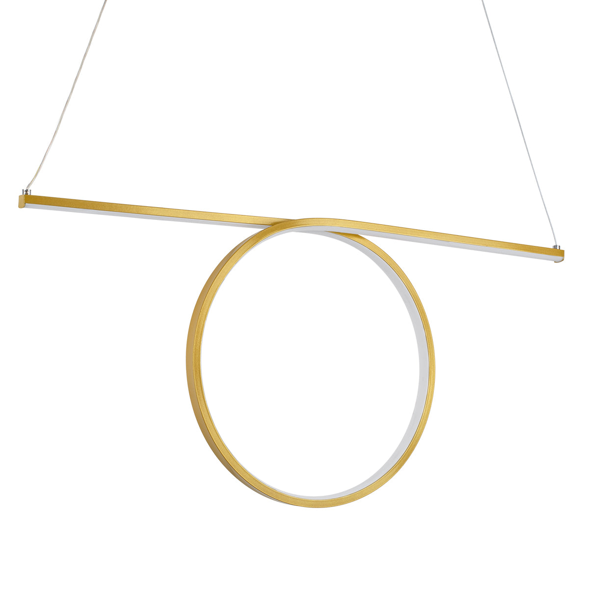 GLOBOSTAR® ROME 61297 Μοντέρνο Κρεμαστό Φωτιστικό Οροφής LED 24W 2640lm 200° AC 220-240V IP20 Ρυθμιζόμενο Λευκό CCT με On/Off 2700K/4500K/6000K - Lumileds SMD Chip - Χρυσό Βούρτσας - Μ65.5 x Π4 x Υ33cm - 3 Χρόνια Εγγύηση - ledmania.gr