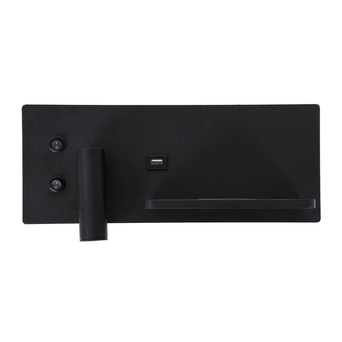 GloboStar® PALADIN 61352 Μοντέρνο Φωτιστικό Τοίχου - Απλίκα Ξενοδοχείου Bed Side LED 6W 720lm 36° AC 220-240V - Reading Light & Κρυφός Φωτισμός - Φορτιστές USB 3A & Wireless 20W - Μ30 x Π11 x Υ12cm - Φυσικό Λευκό 4500K - Μαύρο - Δεξί - ledmania.gr
