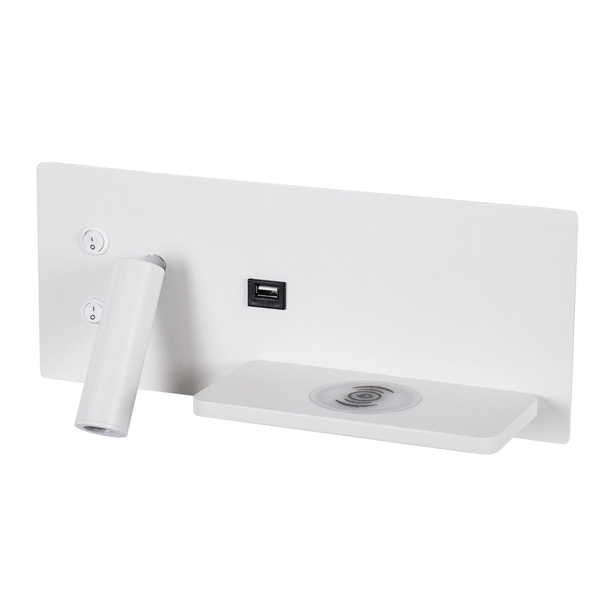 GloboStar® PALADIN 61354 Μοντέρνο Φωτιστικό Τοίχου - Απλίκα Ξενοδοχείου Bed Side LED 6W 720lm 36° AC 220-240V - Reading Light & Κρυφός Φωτισμός - Φορτιστές USB 3A & Wireless 20W - Μ30 x Π11 x Υ12cm - Φυσικό Λευκό 4500K - Λευκό - Δεξί - ledmania.gr