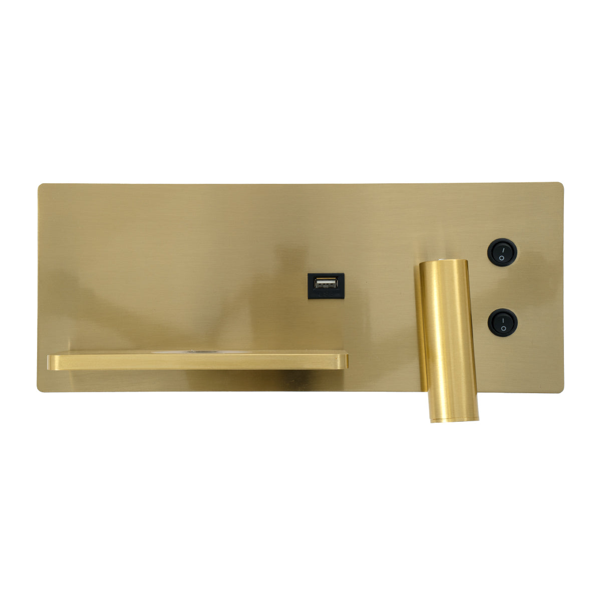 GloboStar® PALADIN 61357 Μοντέρνο Φωτιστικό Τοίχου - Απλίκα Ξενοδοχείου Bed Side LED 6W 720lm 36° AC 220-240V - Reading Light & Κρυφός Φωτισμός - Φορτιστές USB 3A & Wireless 20W - Μ30 x Π11 x Υ12cm - Φυσικό Λευκό 4500K - Χρυσό Βούρτσας - Αριστερό - ledmania.gr