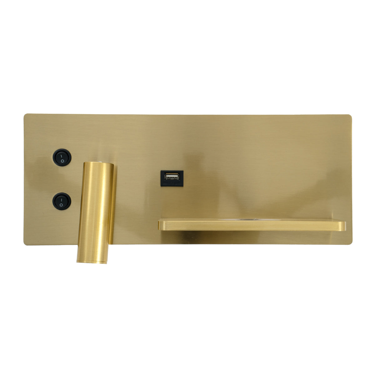 GloboStar® PALADIN 61358 Μοντέρνο Φωτιστικό Τοίχου - Απλίκα Ξενοδοχείου Bed Side LED 6W 720lm 36° AC 220-240V - Reading Light & Κρυφός Φωτισμός - Φορτιστές USB 3A & Wireless 20W - Μ30 x Π11 x Υ12cm - Φυσικό Λευκό 4500K - Χρυσό Βούρτσας - Δεξί - ledmania.gr