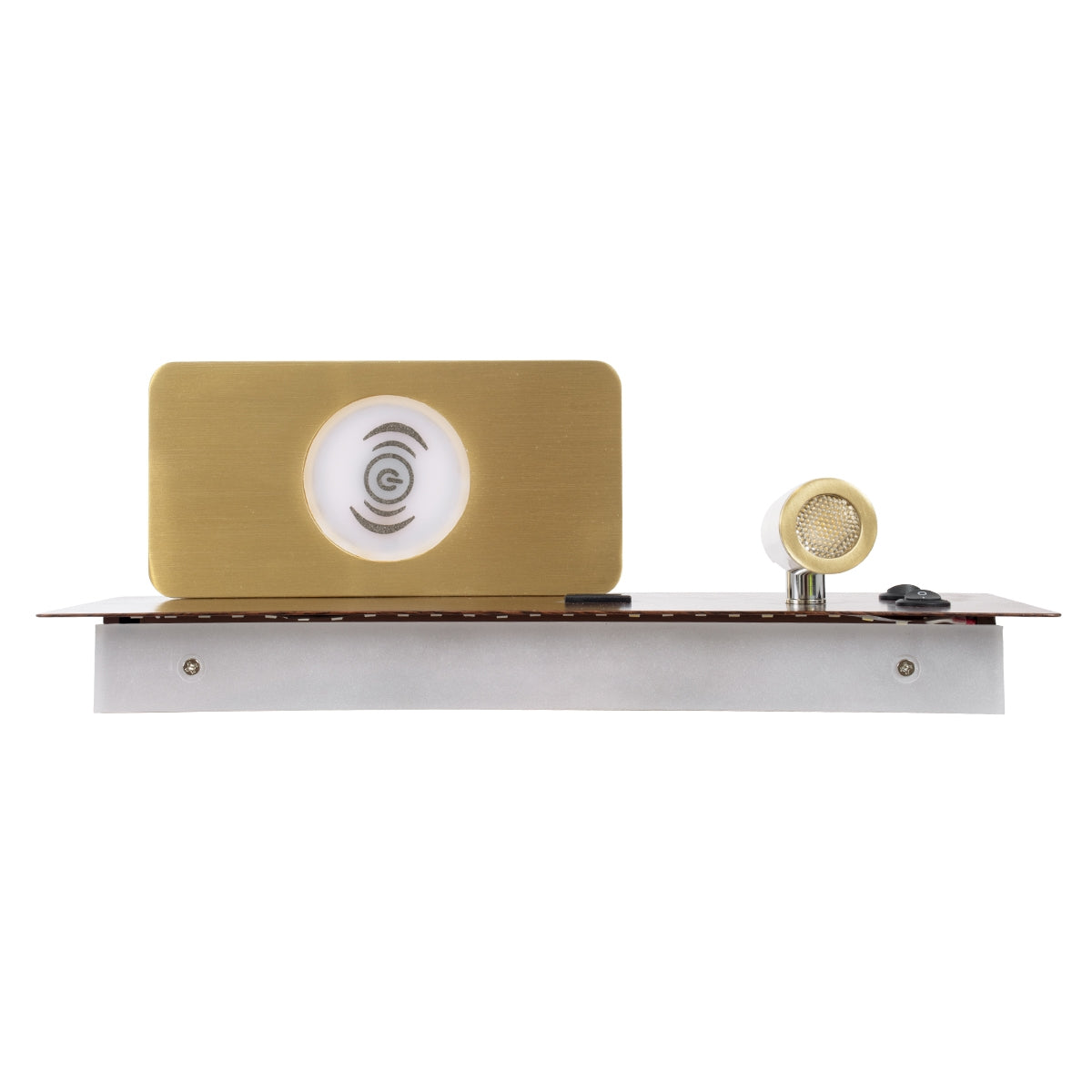 GloboStar® PALADIN 61362 Μοντέρνο Φωτιστικό Τοίχου - Απλίκα Ξενοδοχείου Bed Side LED 6W 720lm 36° AC 220-240V - Reading Light & Κρυφός Φωτισμός - Φορτιστές USB 3A & Wireless 20W - Μ30 x Π11 x Υ12cm - Φυσικό Λευκό 4500K - Ξύλο & Χρυσό - Δεξί - ledmania.gr