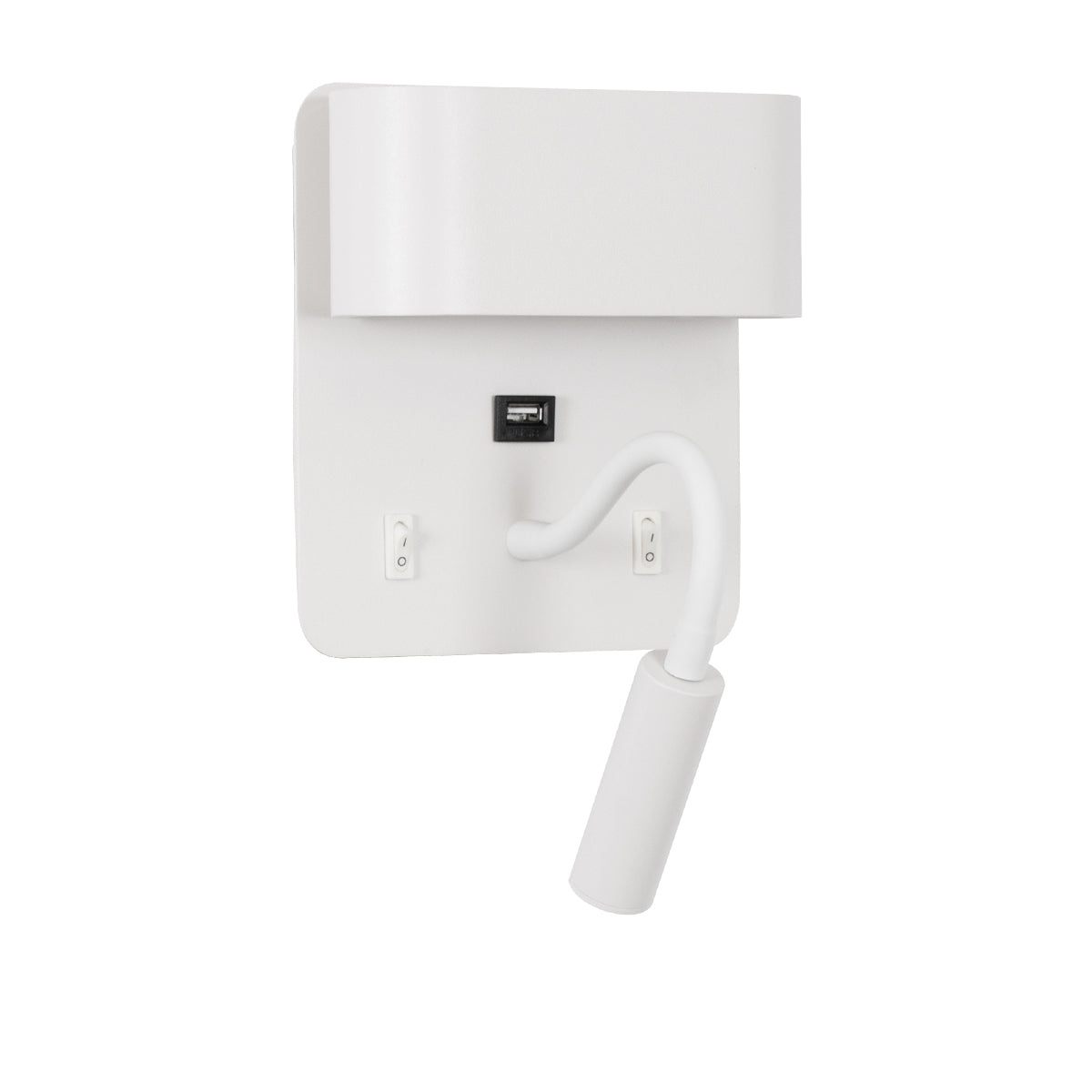 GloboStar® IBIS 61368 Μοντέρνο Φωτιστικό Τοίχου - Απλίκα Ξενοδοχείου Bed Side LED 10W 1100lm 36° & 360° AC 220-240V - Reading Light & Up/Down Light - Φορτιστής USB 3A - Μ10 x Π6.1 x Υ18cm - Φυσικό Λευκό 4500K - Λευκό - ledmania.gr