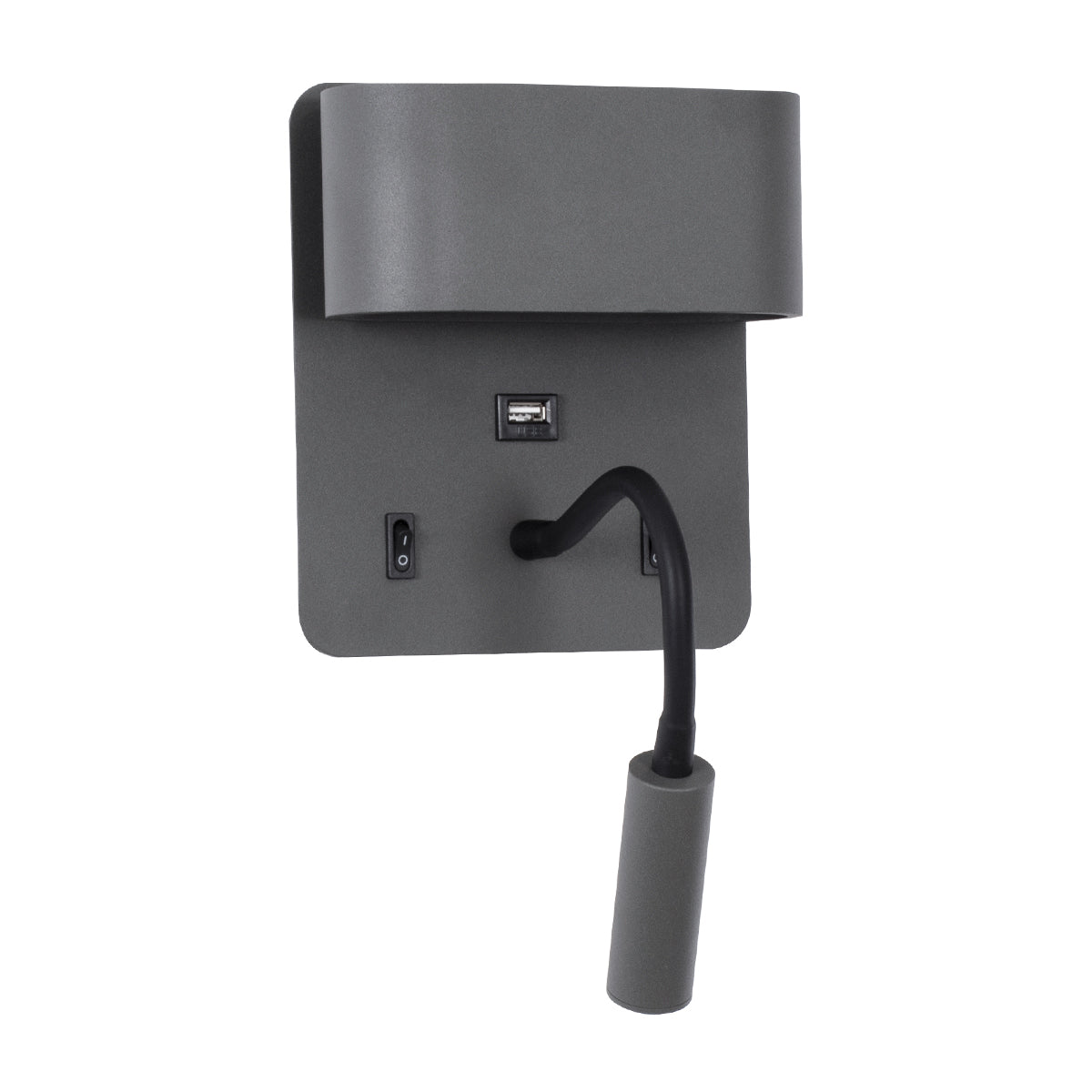 GLOBOSTAR® IBIS 61369 Μοντέρνο Φωτιστικό Τοίχου - Απλίκα Ξενοδοχείου Reading Light με Φορτιστή USB 3A LED 10W 1100lm 36° & 360° AC 220-240V IP20 Φυσικό Λευκό 4500K - Bridgelux COB Chip & TÜV SÜD Driver - Γκρι Ανθρακί Ματ - Μ10 x Π6.1 x Υ18cm - 3 Χρόνια... - ledmania.gr