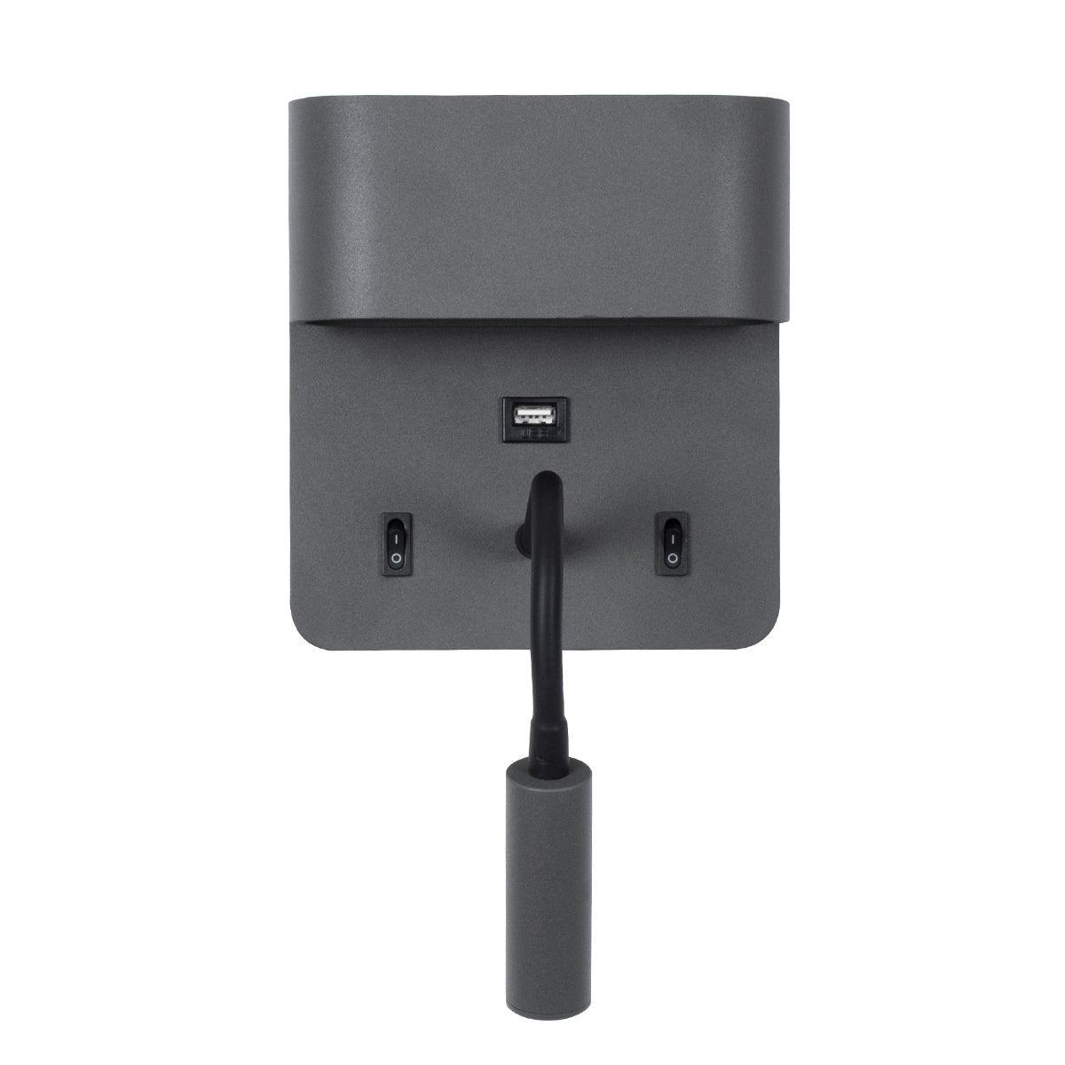 GLOBOSTAR® IBIS 61369 Μοντέρνο Φωτιστικό Τοίχου - Απλίκα Ξενοδοχείου Reading Light με Φορτιστή USB 3A LED 10W 1100lm 36° & 360° AC 220-240V IP20 Φυσικό Λευκό 4500K - Bridgelux COB Chip & TÜV SÜD Driver - Γκρι Ανθρακί Ματ - Μ10 x Π6.1 x Υ18cm - 3 Χρόνια... - ledmania.gr