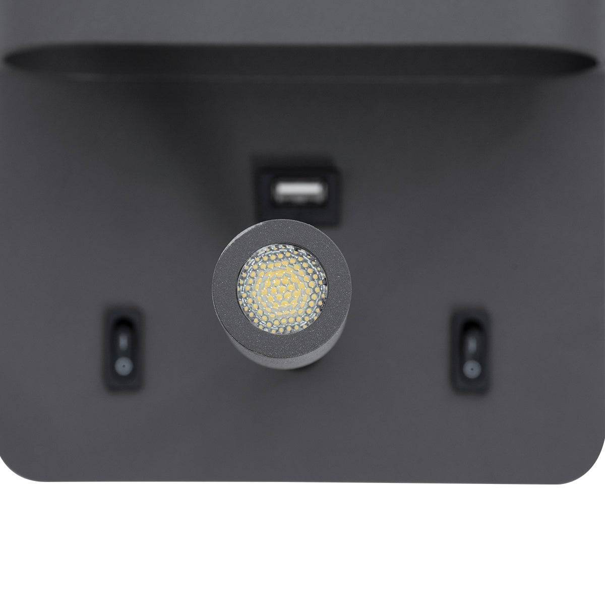 GLOBOSTAR® IBIS 61369 Μοντέρνο Φωτιστικό Τοίχου - Απλίκα Ξενοδοχείου Reading Light με Φορτιστή USB 3A LED 10W 1100lm 36° & 360° AC 220-240V IP20 Φυσικό Λευκό 4500K - Bridgelux COB Chip & TÜV SÜD Driver - Γκρι Ανθρακί Ματ - Μ10 x Π6.1 x Υ18cm - 3 Χρόνια... - ledmania.gr