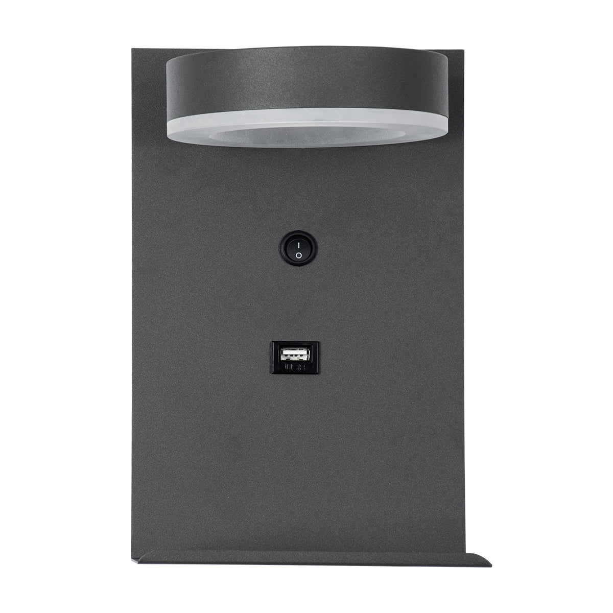 GloboStar® CROWN 61372 Μοντέρνο Φωτιστικό Τοίχου - Απλίκα Ξενοδοχείου Bed Side LED 5W 550lm 120° AC 220-240V - Reading Light - Φορτιστής USB 3A - Μ15 x Π15 x Υ23cm - Φυσικό Λευκό 4500K - Γκρι Ανθρακί - ledmania.gr