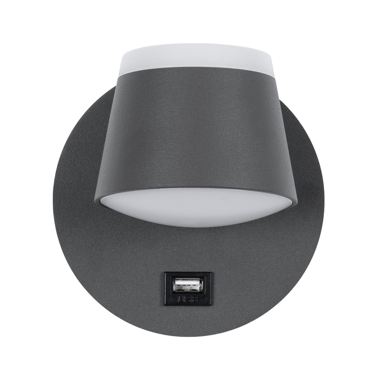 GLOBOSTAR® REGENCY 61375 Μοντέρνο Φωτιστικό Τοίχου - Απλίκα Ξενοδοχείου Reading Light με Φορτιστή USB 3A LED 8W 920lm 120° AC 220-240V IP20 Φυσικό Λευκό 4500K - Bridgelux SMD Chip & TÜV SÜD Driver - Γκρι Ανθρακί Ματ - Μ12 x Π12 x Υ13cm - 3 Χρόνια Εγγύηση