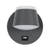 GLOBOSTAR® REGENCY 61375 Μοντέρνο Φωτιστικό Τοίχου - Απλίκα Ξενοδοχείου Reading Light με Φορτιστή USB 3A LED 8W 920lm 120° AC 220-240V IP20 Φυσικό Λευκό 4500K - Bridgelux SMD Chip & TÜV SÜD Driver - Γκρι Ανθρακί Ματ - Μ12 x Π12 x Υ13cm - 3 Χρόνια Εγγύηση
