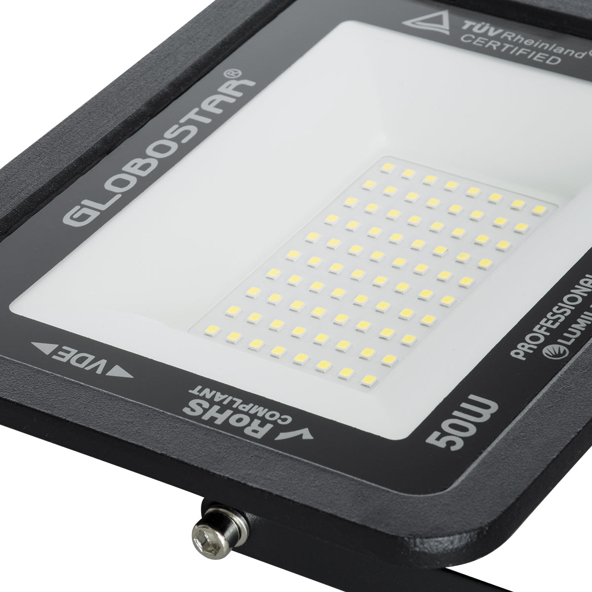 GLOBOSTAR® ATLAS 61422 Προβολέας LED 50W 6250lm 120° AC 220-240V Αδιάβροχο IP67 Ψυχρό Λευκό 6000K - Lumileds SMD Chip - TÜV Rheinland Certified - Μαύρο Ματ - Μ21 x Π3.5 x Υ16cm - 5 Χρόνια Εγγύηση