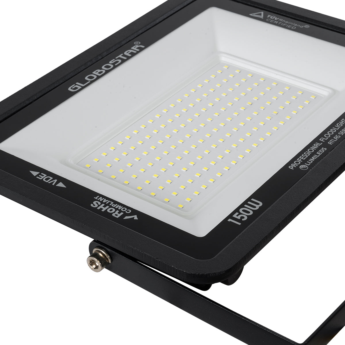 GLOBOSTAR® ATLAS 61428 Προβολέας LED 150W 18750lm 120° AC 220-240V Αδιάβροχο IP67 Ψυχρό Λευκό 6000K - Lumileds SMD Chip - TÜV Rheinland Certified - Μαύρο Ματ - Μ32 x Π4 x Υ23cm - 5 Χρόνια Εγγύηση
