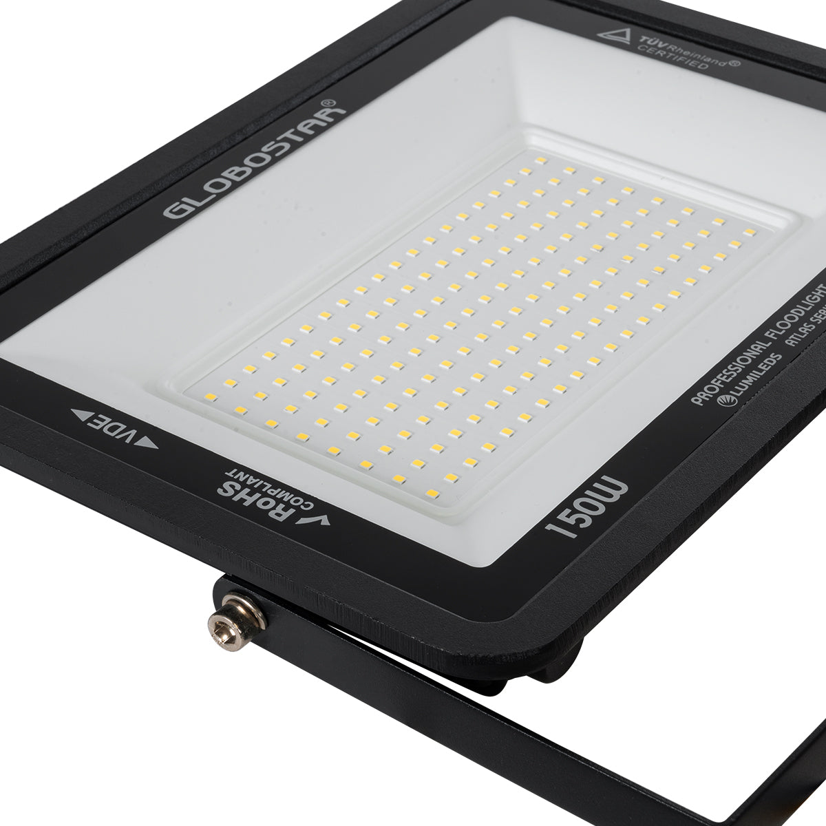 GLOBOSTAR® ATLAS 61429 Προβολέας LED 150W 18000lm 120° AC 220-240V Αδιάβροχο IP67 Φυσικό Λευκό Ματ 4500K - Lumileds SMD Chip - TÜV Rheinland Certified - Μαύρο Ματ - Μ32 x Π4 x Υ23cm - 5 Χρόνια Εγγύηση