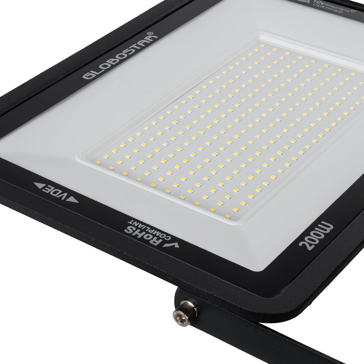 GLOBOSTAR® ATLAS 61432 Προβολέας LED 200W 24000lm 120° AC 220-240V Αδιάβροχο IP67 Φυσικό Λευκό 4500K - Lumileds SMD Chip - TÜV Rheinland Certified - Μαύρο Ματ - Μ38 x Π4 x Υ28cm - 5 Χρόνια Εγγύηση