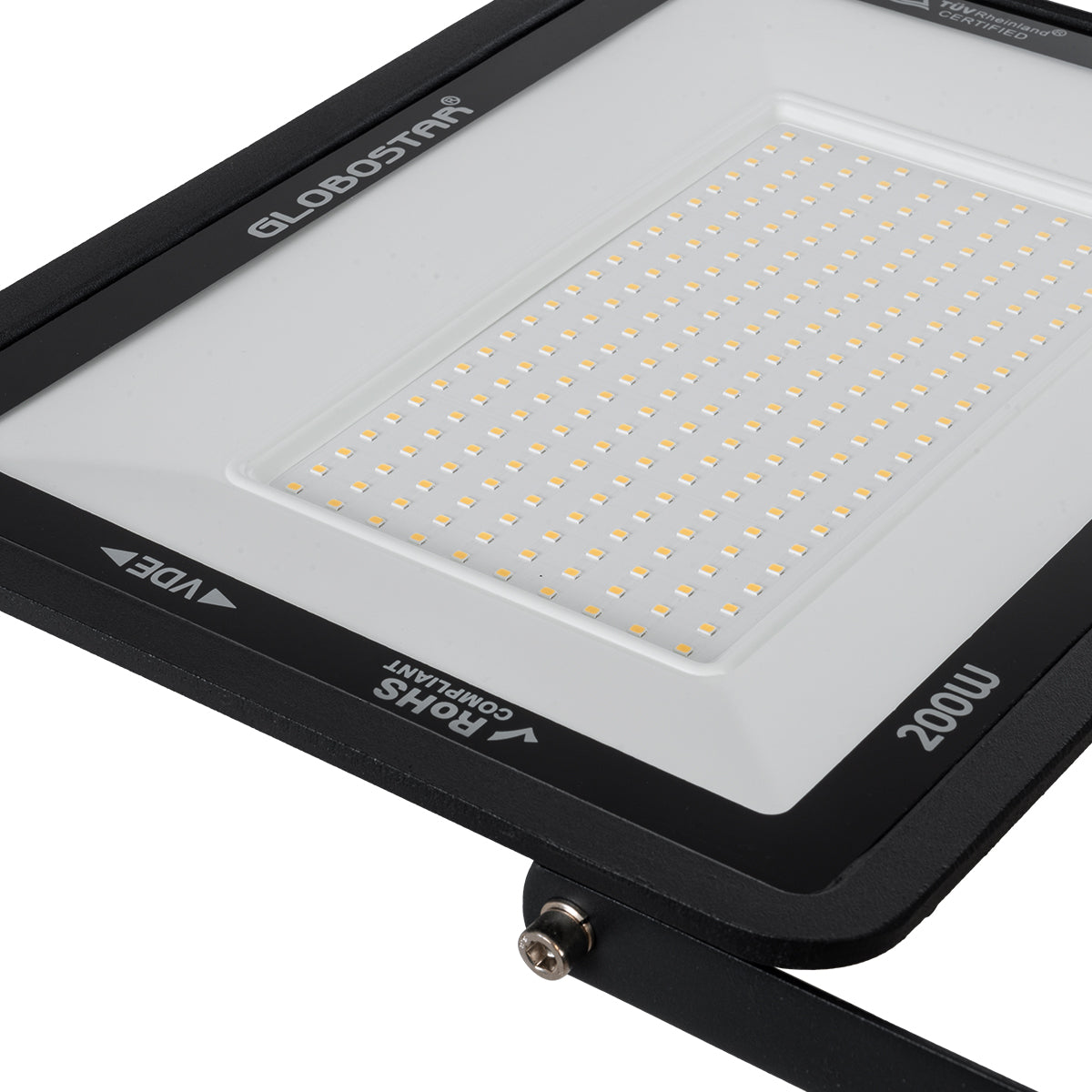 GLOBOSTAR® ATLAS 61433 Προβολέας LED 200W 23000lm 120° AC 220-240V Αδιάβροχο IP67 Θερμό Λευκό 2700K - Lumileds SMD Chip - TÜV Rheinland Certified - Μαύρο Ματ - Μ38 x Π4 x Υ28cm - 5 Χρόνια Εγγύηση