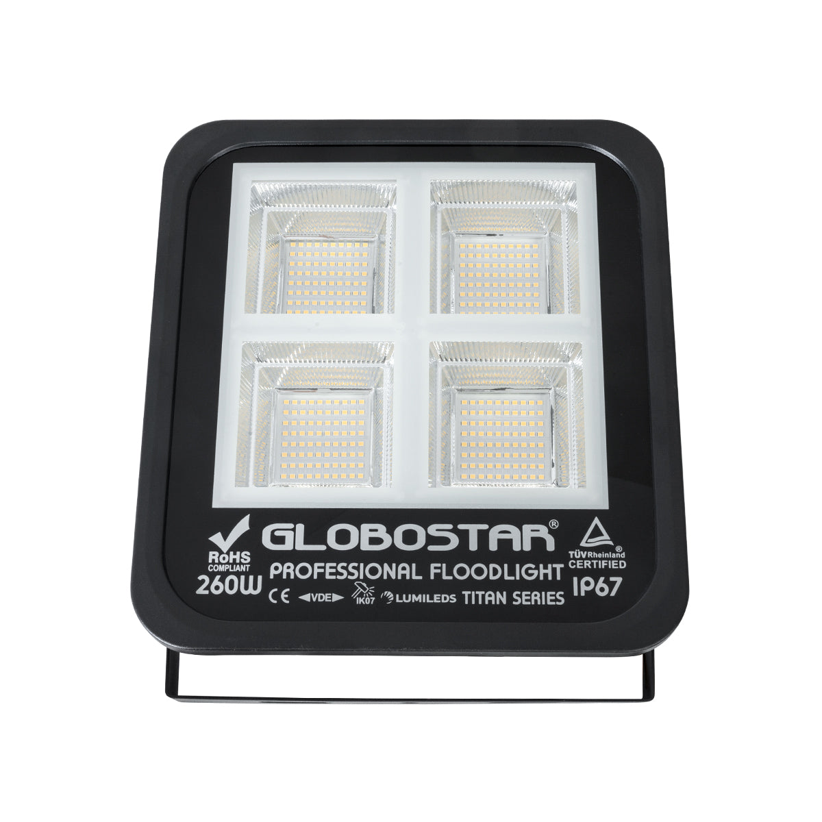 GLOBOSTAR® TITAN 61434 Προβολέας για Γήπεδα Tennis & Ποδοσφαίρου 5x5 LED 260W 32500lm 60°x90° AC 220-240V Αδιάβροχο IP67 Φυσικό Λευκό 5000K - Lumileds SMD Chip - TÜV Rheinland Certified - Μαύρο Ματ - Μ30 x Π8 x Υ28cm - 5 Χρόνια Εγγύηση - ledmania.gr