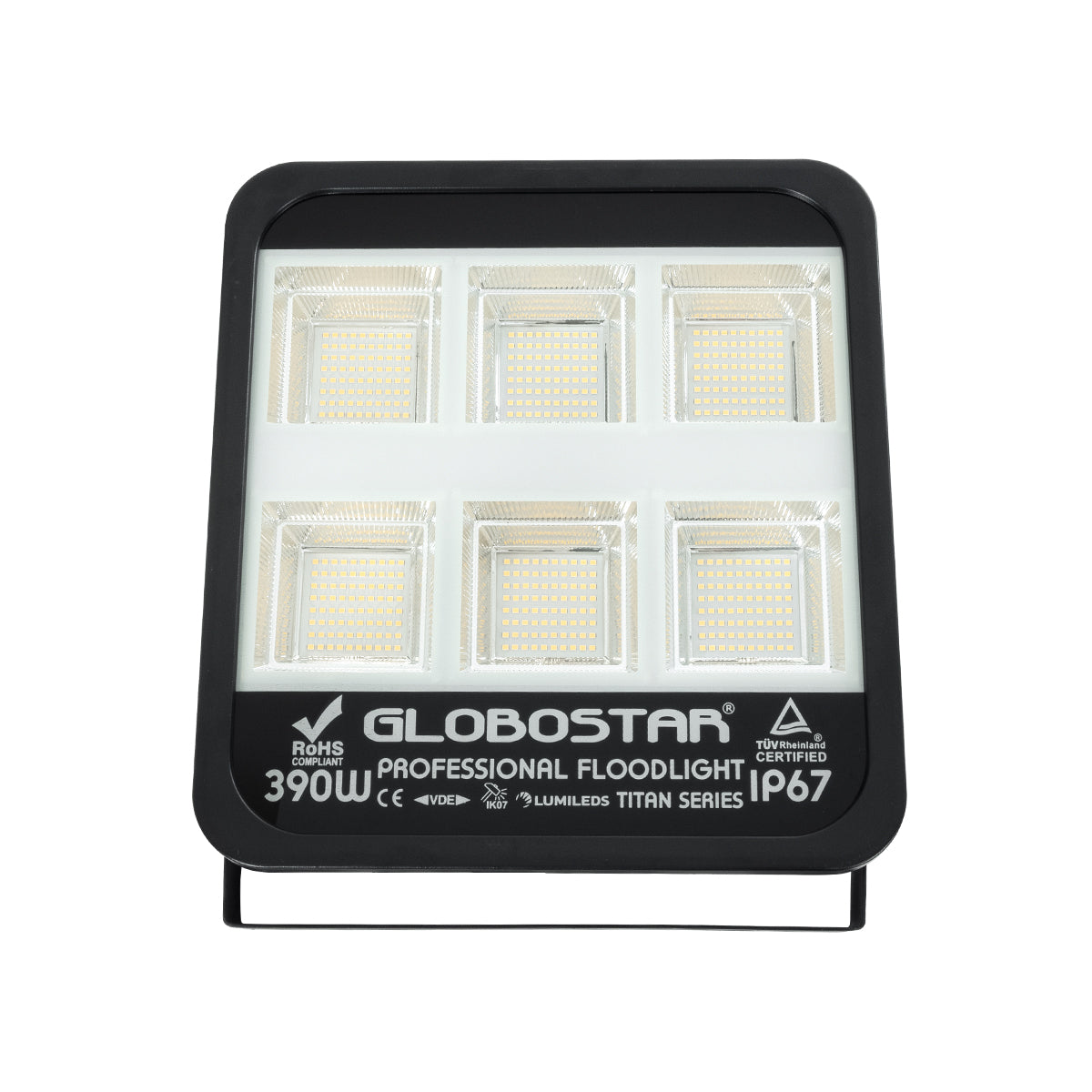 GLOBOSTAR® TITAN 61435 Προβολέας για Γήπεδα Tennis & Ποδοσφαίρου 5x5 LED 390W 48750lm 60°x90° AC 220-240V Αδιάβροχο IP67 Φυσικό Λευκό 5000K - Lumileds SMD Chip - TÜV Rheinland Certified - Μαύρο Ματ - Μ32 x Π8 x Υ35cm - 5 Χρόνια Εγγύηση - ledmania.gr